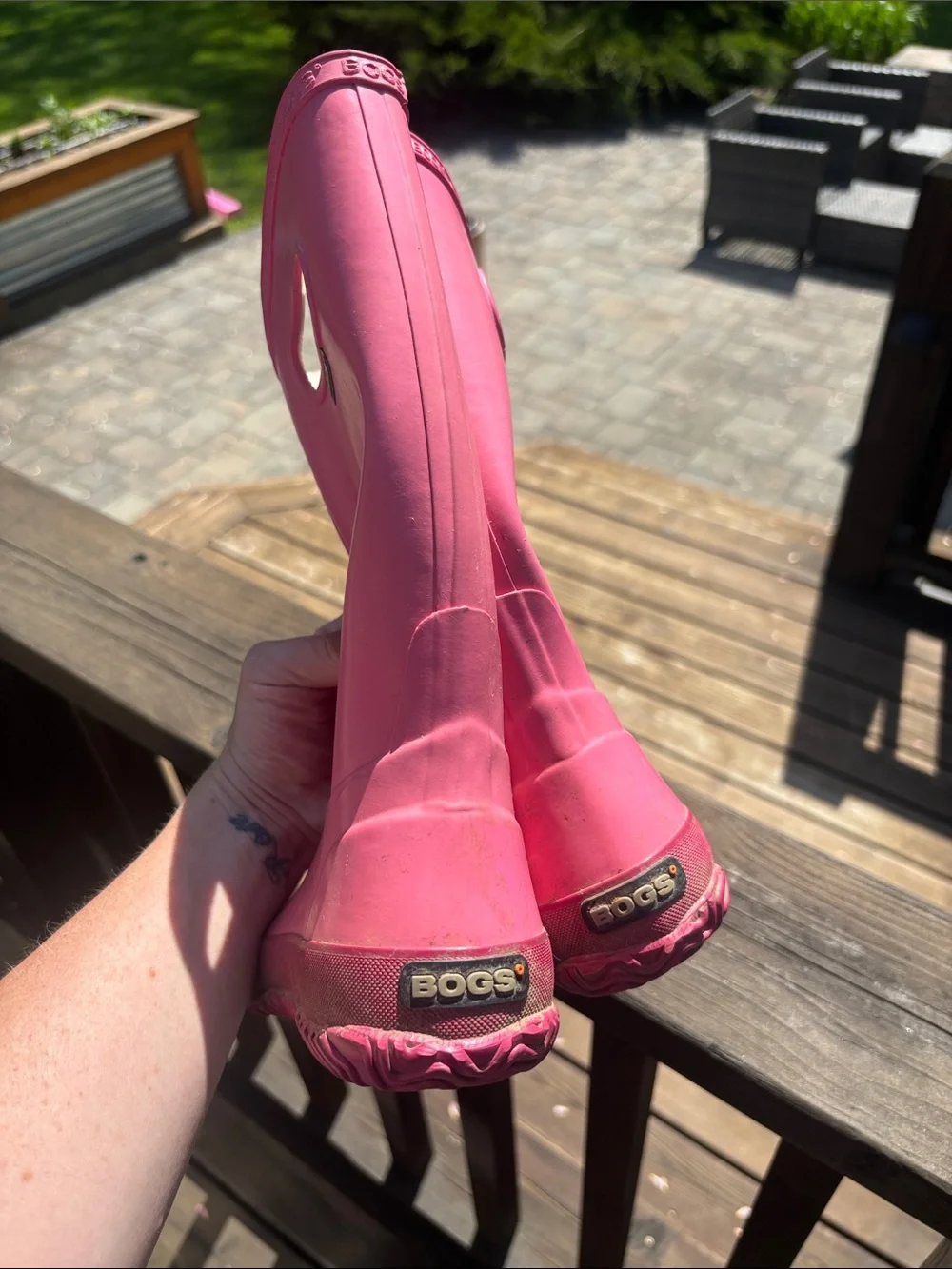 Bogs Bright Pink Kids Waterproof Rain Boots